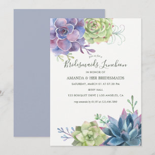 Aquarellfarben Succulents Wedding Bridesmaids Lunc Einladung