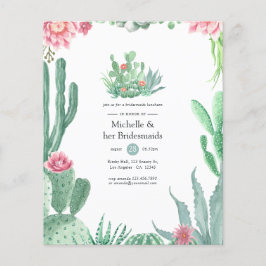Aquarellfarben Succulents Wedding Bridesmaids Lunc Flyer