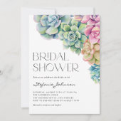 Aquarellfarben Succules SommerBrautparty Einladung (Vorderseite)