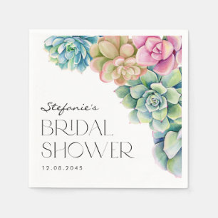 Aquarellfarben Succules SommerBrautparty Serviette