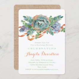 Aquarellfarben Sukkuläres Brunch-Party Einladung