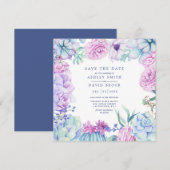 Aquarellfarben Sukkulatur Blumenpastel Save the Da Date (Vorne/Hinten)