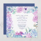 Aquarellfarben Sukkulatur Blumenpastel Save the Da Save The Date (Vorne/Hinten)