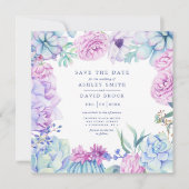 Aquarellfarben Sukkulatur Blumenpastel Save the Da Save The Date (Vorderseite)