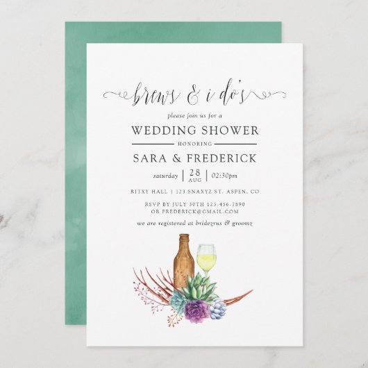 Aquarellfarben-Sukkulente brechen vor dem I Einladung (Vorne/Hinten)