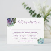 Aquarellfarben-Sukkulente, die die RSVP-Karte einl RSVP Karte (Stehend Vorderseite)