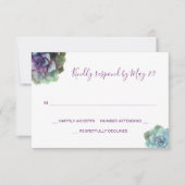 Aquarellfarben-Sukkulente, die die RSVP-Karte einl RSVP Karte (Vorderseite)