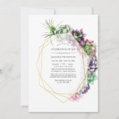 Aquarellfarben - sukkulente geometrische Feier des Einladung (Vorderseite)