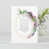 Aquarellfarben - sukkulente geometrische Feier des Einladung (Stehend Vorderseite)