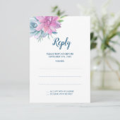 Aquarellfarben-Sukkulente Hochzeitskarten RSVP Karte (Stehend Vorderseite)