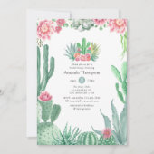 Aquarellfarben-Sukkulente Hochzeitsstichtel-Brautp Einladung (Vorderseite)