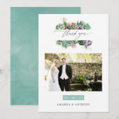 Aquarellfarben-Sukkulente Hochzeitsstichtel-Foto Dankeskarte (Vorne/Hinten)