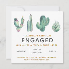 Aquarellfarben Sukkulente Lush Cactus Verlobung Einladung