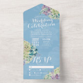 Aquarellfarben Sukkulente Pflanze Light Blue Weddi All In One Einladung (Innen Boden)