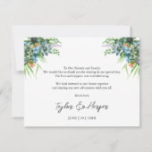 Aquarellfarben Sukkulentflora Bouquet Boho Wedding Dankeskarte (Rückseite)