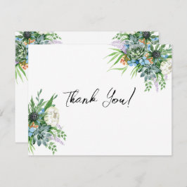 Aquarellfarben Sukkulentflora Bouquet Boho Wedding Dankeskarte