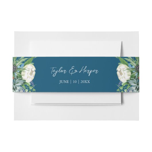 Aquarellfarben Sukkulentflora Bouquet Boho Wedding Einladungsbanderole (Vorderseite Beispiel)