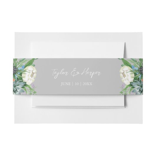 Aquarellfarben Sukkulentflora Bouquet Boho Wedding Einladungsbanderole (Vorderseite Beispiel)