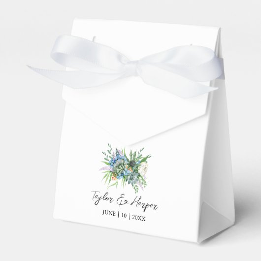Aquarellfarben Sukkulentflora Bouquet Boho Wedding Geschenkschachtel (Vorderseite)