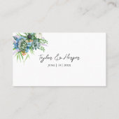 Aquarellfarben Sukkulentflora Bouquet Boho Wedding Platzkarte (Rückseite)