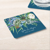 Aquarellfarben Sukkulentflora Bouquet Boho Wedding Rechteckiger Pappuntersetzer (angewinkelt)