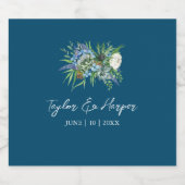 Aquarellfarben Sukkulentflora Bouquet Boho Wedding Schaumweinetikett (Einzelnes Label)