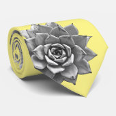 Aquarellfarben-Sukkulturen Grau auf der gelben Nac Krawatte (Gerollt)