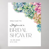 Aquarellfarben Sukkulturen Sommerliches Brautparty Poster (Vorne)