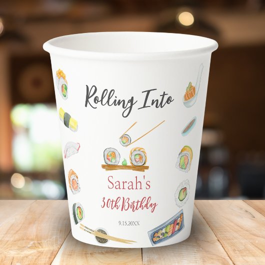 Aquarellfarben Sushi und Sashimi jedes Alter zum G Pappbecher