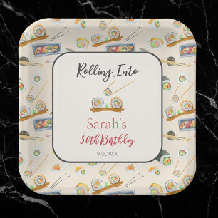 Aquarellfarben Sushi und Sashimi jedes Alter zum G Pappteller