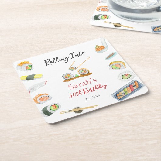 Aquarellfarben Sushi und Sashimi jedes Alter zum G Rechteckiger Pappuntersetzer (angewinkelt)