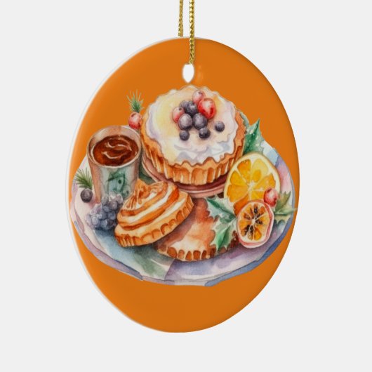 Aquarellfarben Süße Leckereien Keramik Ornament (Rechts)