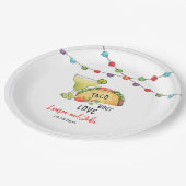 Aquarellfarben Tacos und Margarita Brautparty Pappteller (Schrägansicht)