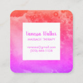 Aquarellfarben Textur farbiger Quadrat Rosa Quadratische Visitenkarte (Rückseite)