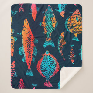 Aquarellfarben: Tief blau nahtlos Sherpadecke