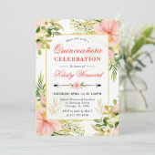 Aquarellfarben Tropische Blume Quinceanera Einladung (Stehend Vorderseite)