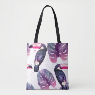 Aquarellfarben: Tropischer Ultra-Violet-Chic. Tasche