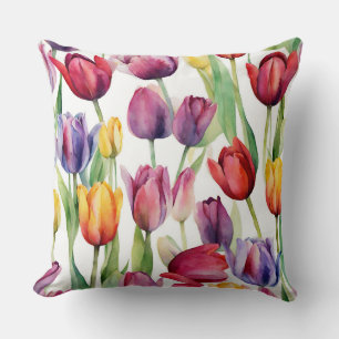 Aquarellfarben Tulip Blume Abstrakt Kissen