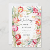 Aquarellfarben-Tulpe-Qr-Hochzeit Einladung (Vorderseite)