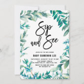 Aquarellfarben und Berries Wreath Sip and See Einladung (Vorderseite)