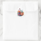 Aquarellfarben und Blumen Runder Aufkleber (Tasche)