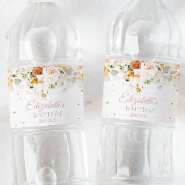 Aquarellfarben und goldfarbene religiöse Wasserzei Wasserflaschenetikett