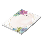 Aquarellfarben und Goldrahmen Personalisiert Notizblock (Rotiert)