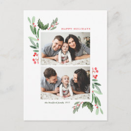 Aquarellfarben und Grünpflanzen Zwei Fotomaterial Feiertagspostkarte