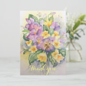 Aquarellfarben und hellgelbe Stiefmütterchen Dankeskarte (Stehend Vorderseite)