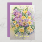 Aquarellfarben und hellgelbe Stiefmütterchen Dankeskarte (Vorne/Hinten)