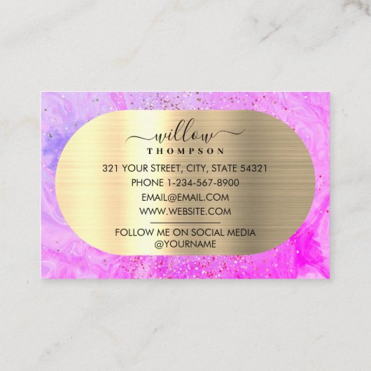 Aquarellfarben und Lila Imitate aus Marmor Gold Gl Visitenkarte (Rückseite)