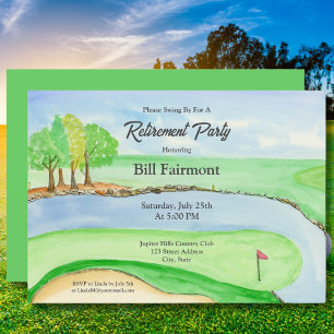 Aquarellfarben und Pen Golf Course Party für die V Einladung