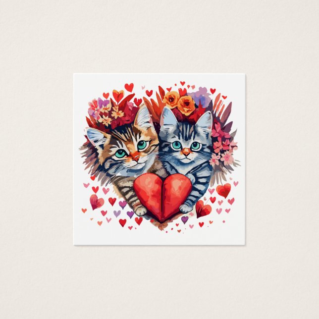 Aquarellfarben Valentine Katzen mit Liebe (Vorderseite)