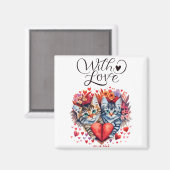 Aquarellfarben Valentine Katzen mit Liebe Magnet (Vorderseite/Rückseite)